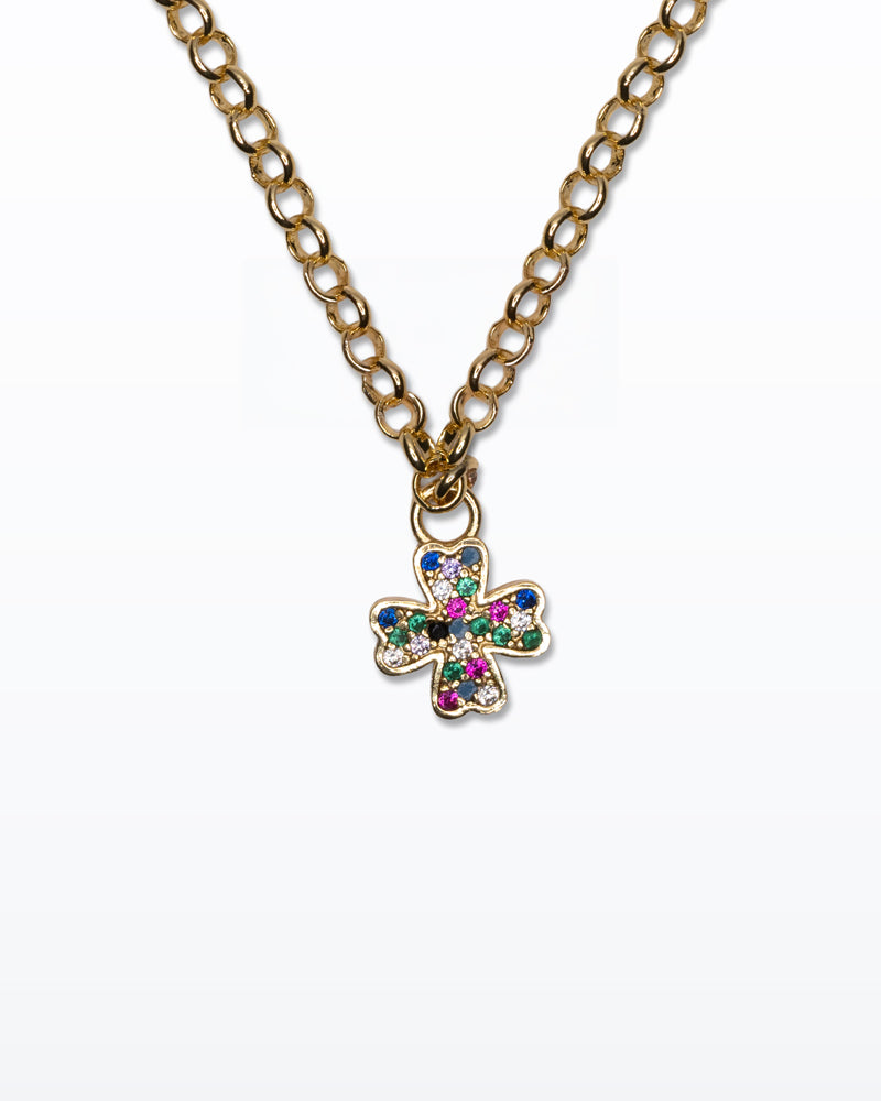 Croce Arcobaleno – Collana dorata con croce multicolor
